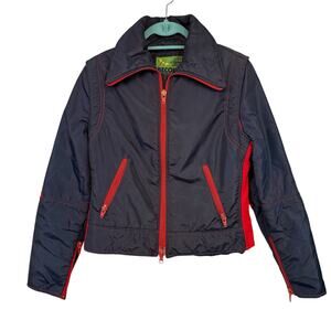 Beconta Winter Puffer Ski Jacket Vintage Blue Red Coat Womens Size 12 Retro 80s